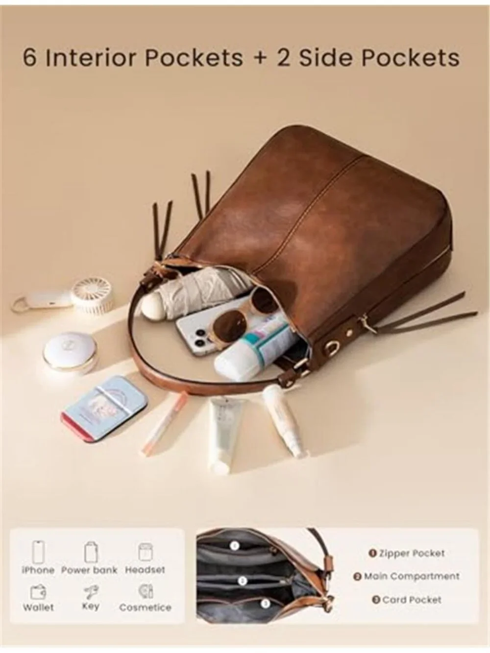 Hobo Crossbody Bag for Women, Designer Shoulder Purse Handbags